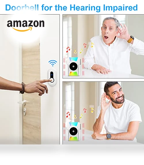 Wireless Doorbell with Vibrating and LED Flashing Alerts — Kits, SanJie