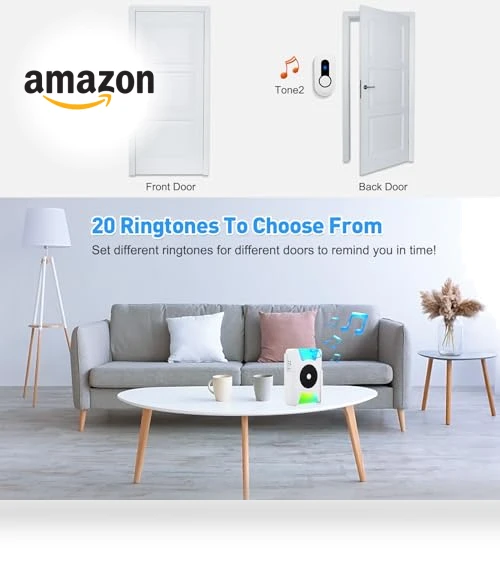 Wireless Doorbell with Vibrating and LED Flashing Alerts — Kits, SanJie