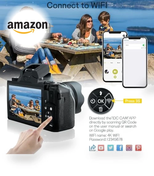 4K 64MP WiFi Vlogging Camera — Camcorder, NIKICAM