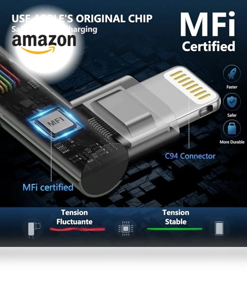 90 Degree iPhone Charger Cable — Lightning, KIYODA