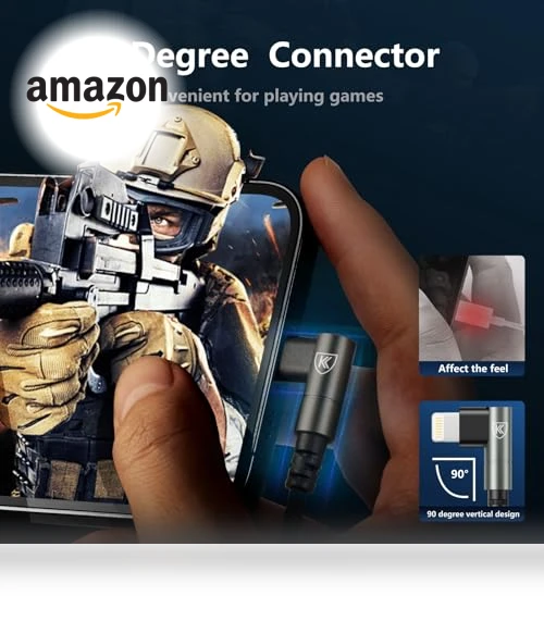 90 Degree iPhone Charger Cable — Lightning, KIYODA