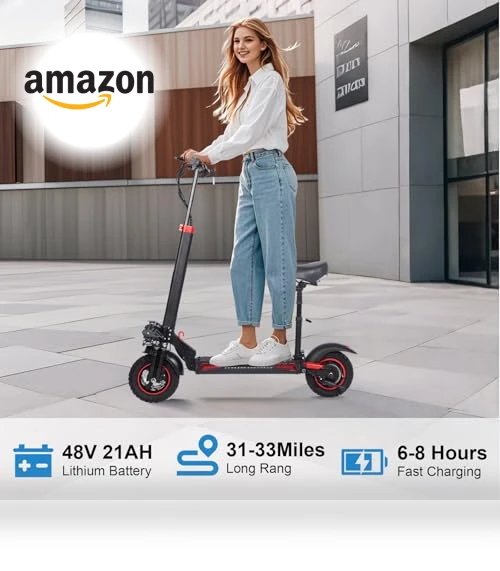 Folding Electric Scooter with Seat & Double Suspension — Push Scooters, ITOYXES