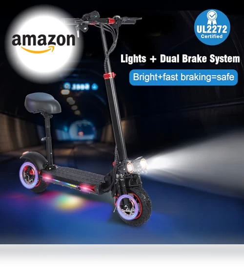 Folding Electric Scooter with Seat & Double Suspension — Push Scooters, ITOYXES