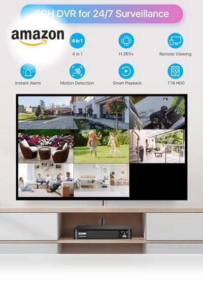 Home Security Camera System with AI Human Vehicle Detection — Outdoor Security Cameras, ZOSI