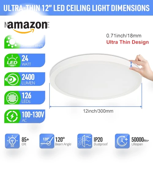LED Flush Mount Ceiling Light Fixture — Overhead Lighting, SunRider
