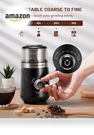 Upgraded Adjustable Coffee Grinder Electric — Electric Blade Coffee Grinders, SHARDOR