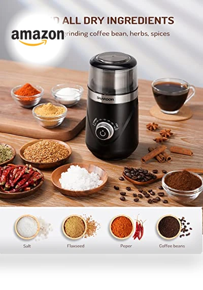 Upgraded Adjustable Coffee Grinder Electric — Electric Blade Coffee Grinders, SHARDOR