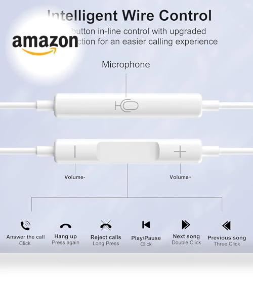 Wired Headphones for iPhone — In-Ear Headphones, NATUZORA