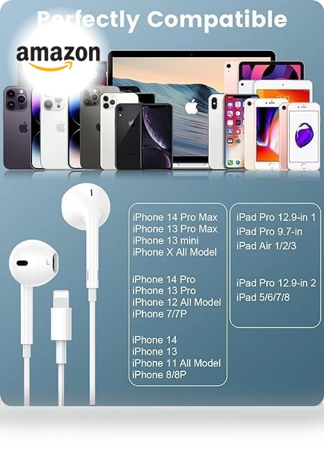 Wired Headphones for iPhone — In-Ear Headphones, NATUZORA