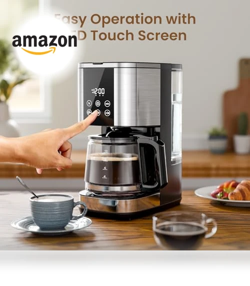 10-Cup Drip Coffee Maker with LED Display & Touch Screen — Coffee Makers, Kismile
