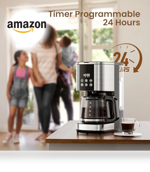 10-Cup Drip Coffee Maker with LED Display & Touch Screen — Coffee Makers, Kismile
