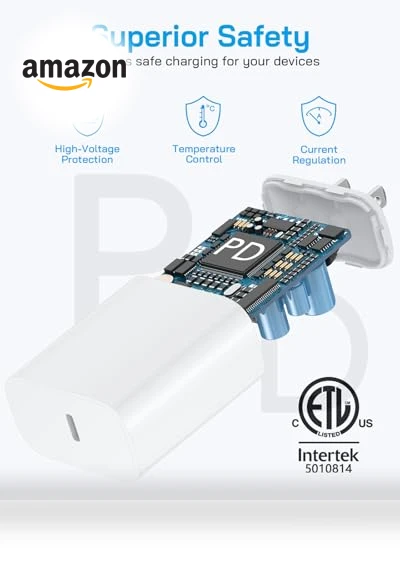 20W PD Fast Charger Block with 6Ft USB C Cable — Chargers, Shenzhen Yijiapin Trading Co., Ltd.