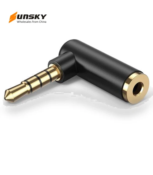 90 Degree Right Angle 3.5mm TRRS Male to Female Audio Adapter Connector — Adapters, JUNSUNMAY