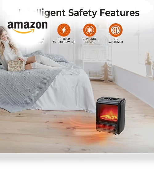 Electric Mini Fireplace Space Heater — Portable Heating Solutions, Comfort Zone