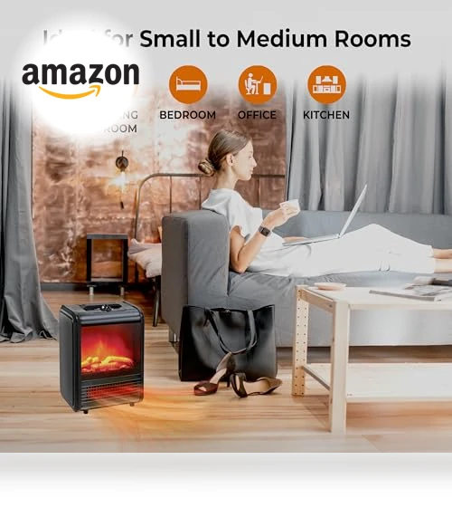 Electric Mini Fireplace Space Heater — Portable Heating Solutions, Comfort Zone
