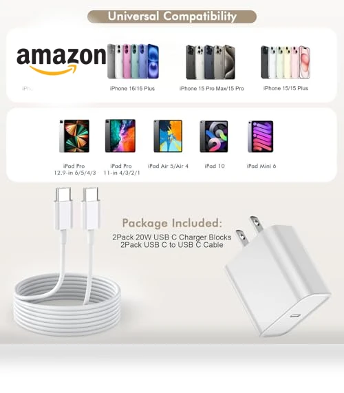Fast Charging USB-C Cable and Wall Charger Set — Lightning, GOOD EVER TRADING LTD