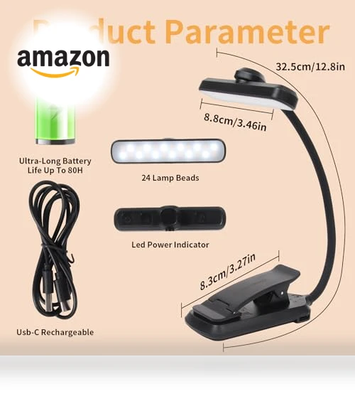 Rechargeable Book Light with 3 Color Temperatures — Reading Lights, Bsdgeclogy