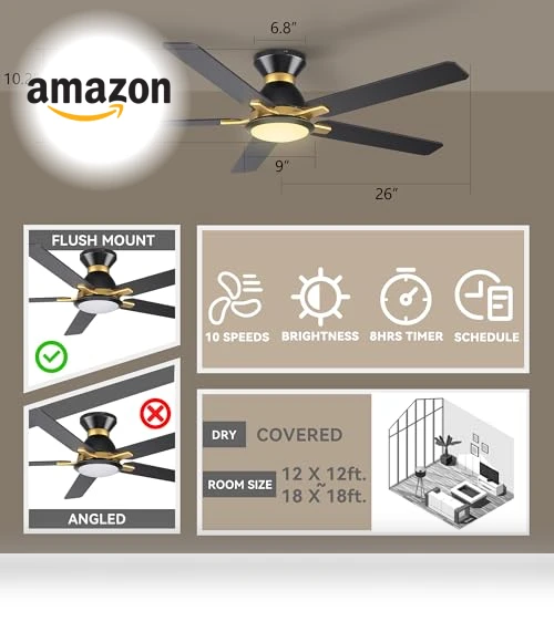 Smart Ceiling Fan with Lights — Ceiling Fan Wall Controls, SMAAIR