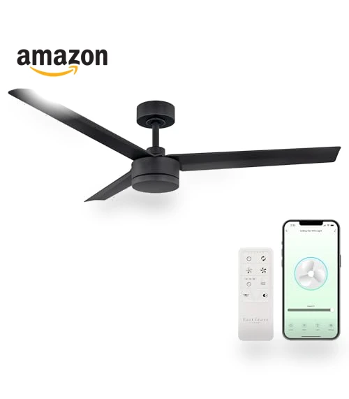 Smart Indoor and Outdoor 52in 3-Blade Ceiling Fan — Ceiling Fans & Accessories, East Grove Home
