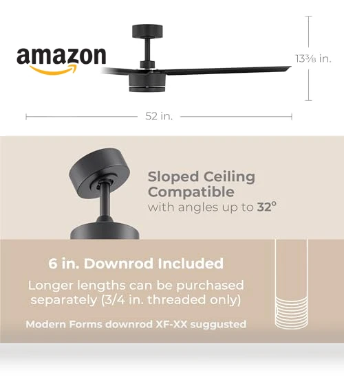 Smart Indoor and Outdoor 52in 3-Blade Ceiling Fan — Ceiling Fans & Accessories, East Grove Home