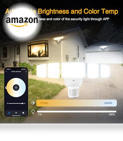 Smart LED Security Lights Motion Sensor Outdoor 5 Heads — Outdoor Security & Flood Lighting, Onforu