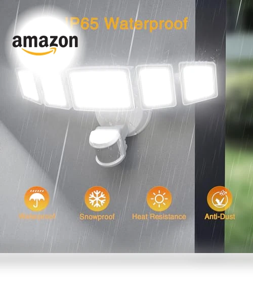 Smart LED Security Lights Motion Sensor Outdoor 5 Heads — Outdoor Security & Flood Lighting, Onforu