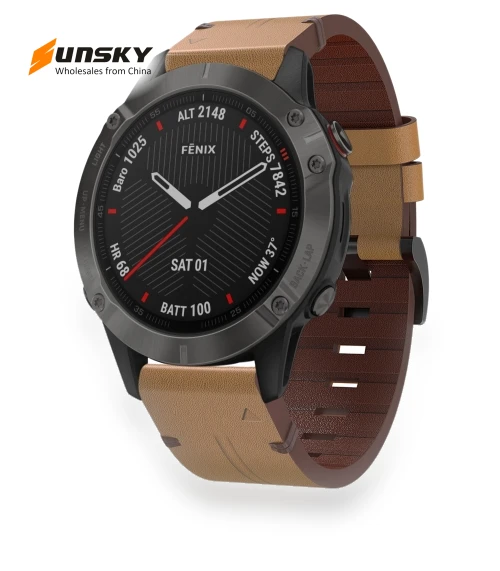 Leather Steel Buckle Watch Band — Watch Accessories, Garmin