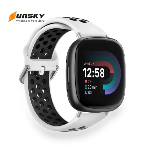Two-Color Perforated Breathable Silicone Watch Band — Girls' Watch Straps