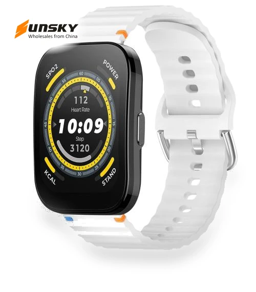 Wavy Grain Stitched Silicone Watch Band — Watch Accessories, Amazfit