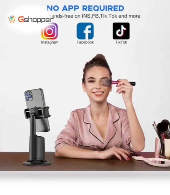 360 Rotation Auto Face Tracking AI Camera Phone Holder — Webcam Accessories