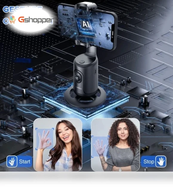 360 Rotation Auto Face Tracking AI Camera Phone Holder — Webcam Accessories