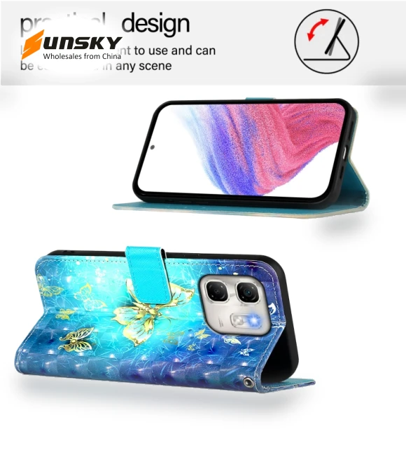 3D Painting Horizontal Flip Leather Phone Case for Infinix Hot 50i 5G / Smart 9 4G — Flip Cases, Infinix