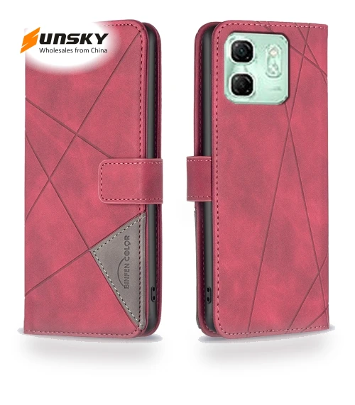 Magnetic Buckle Rhombus Texture Leather Phone Case for Infinix Smart 9 / Hot 50i — Bumpers, Infinix