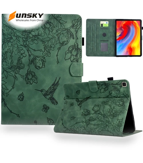 Flowers and Bird Embossed Smart Leather Tablet Case for iPad 10.2 2021 / 10.5 2019 — Keyboard Cases