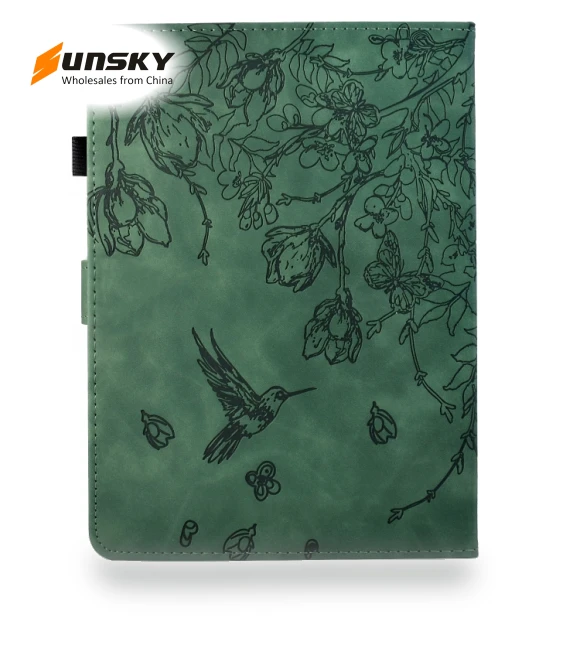 Flowers and Bird Embossed Smart Leather Tablet Case for iPad 10.2 2021 / 10.5 2019 — Keyboard Cases
