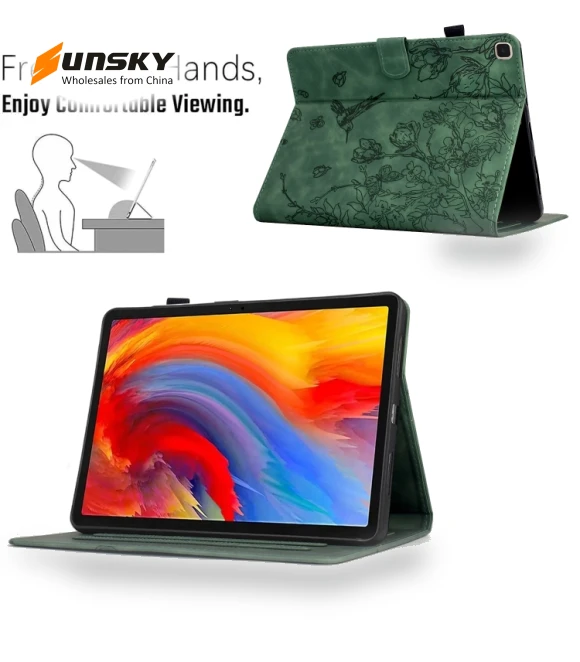 Flowers and Bird Embossed Smart Leather Tablet Case for iPad 10.2 2021 / 10.5 2019 — Keyboard Cases