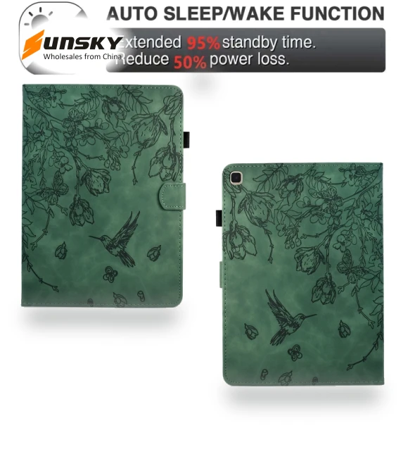 Flowers and Bird Embossed Smart Leather Tablet Case for iPad 10.2 2021 / 10.5 2019 — Keyboard Cases