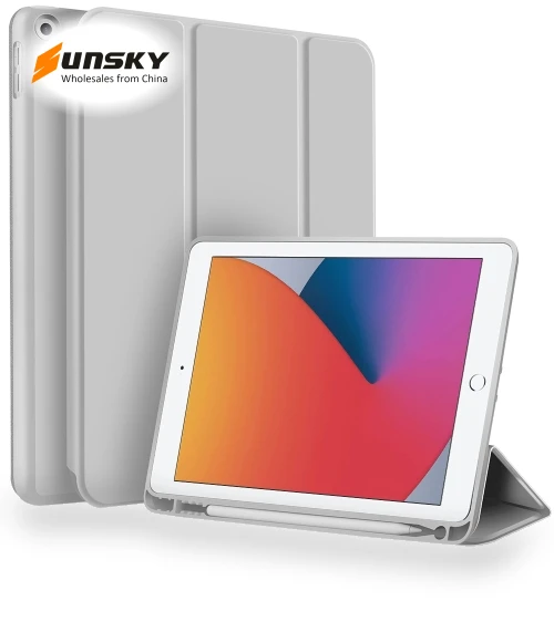 3-fold TPU Smart Leather Tablet Case with Pen Slot for iPad 10.2 — Keyboard Cases