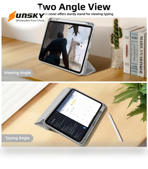 3-fold TPU Smart Leather Tablet Case with Pen Slot for iPad 10.2 — Keyboard Cases