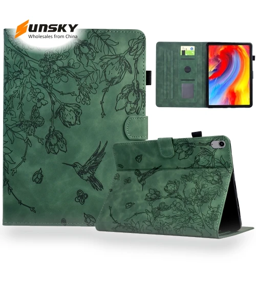 Flowers and Bird Embossed Smart Leather Tablet Case for iPad 10th Gen 10.9 2022 — Protective Cases