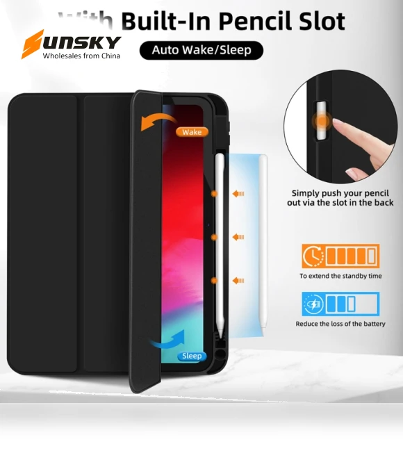 3-fold TPU Smart Leather Tablet Case with Pen Slot for iPad 10th Gen 10.9 2022 — Protective Cases