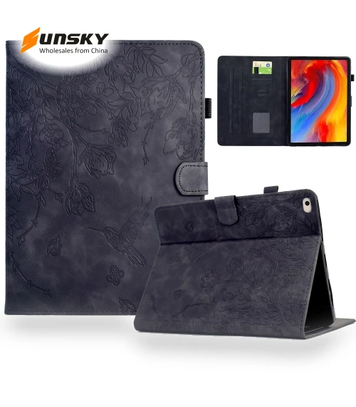 Flowers and Bird Embossed Smart Leather Tablet Case for iPad 9.7 2018/2017 — Keyboard Cases