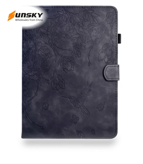 Flowers and Bird Embossed Smart Leather Tablet Case for iPad 9.7 2018/2017 — Keyboard Cases
