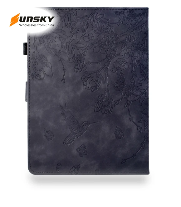 Flowers and Bird Embossed Smart Leather Tablet Case for iPad 9.7 2018/2017 — Keyboard Cases