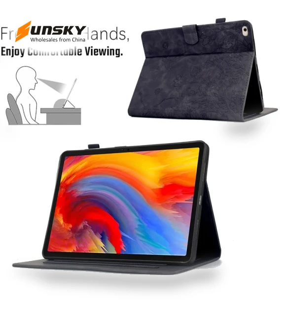 Flowers and Bird Embossed Smart Leather Tablet Case for iPad 9.7 2018/2017 — Keyboard Cases