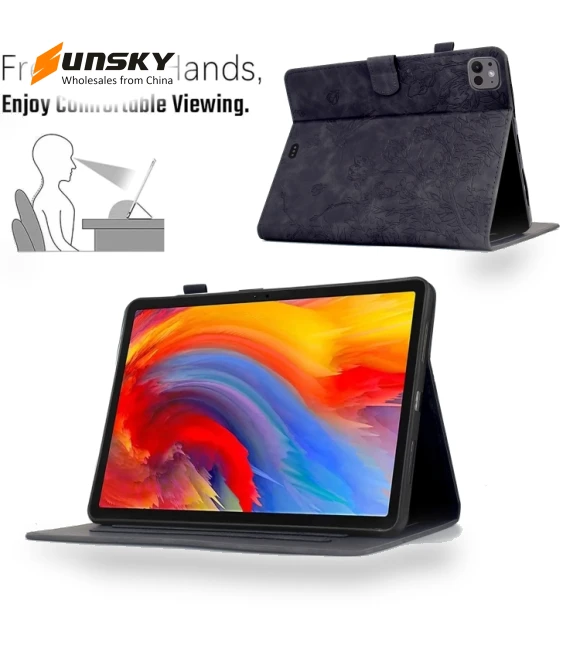 Flowers and Bird Embossed Smart Leather Tablet Case for iPad Air 11 2024 / iPad Pro 11 — Keyboard Cases