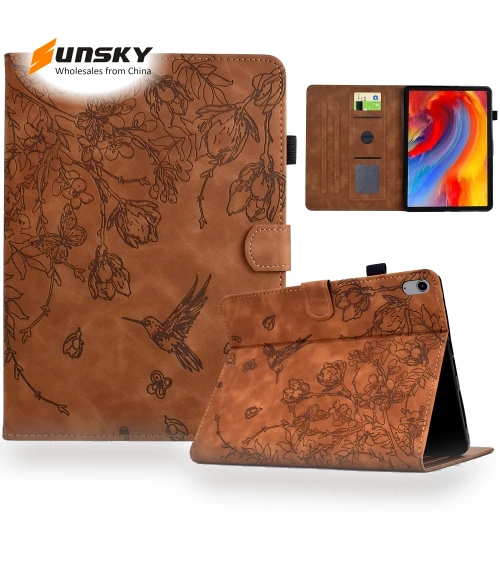 Flowers and Bird Embossed Smart Leather Tablet Case for iPad mini 2024 / mini 6 — Keyboard Cases