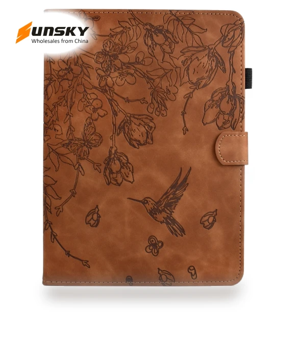 Flowers and Bird Embossed Smart Leather Tablet Case for iPad mini 2024 / mini 6 — Keyboard Cases