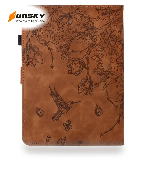 Flowers and Bird Embossed Smart Leather Tablet Case for iPad mini 2024 / mini 6 — Keyboard Cases