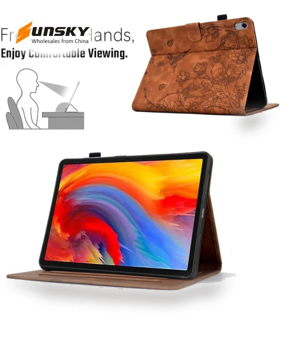 Flowers and Bird Embossed Smart Leather Tablet Case for iPad mini 2024 / mini 6 — Keyboard Cases